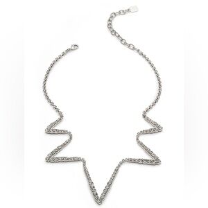 Silver Rhinestone Zigzag Necklace